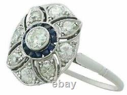 Art Deco Style Magnificent & Lab Created Diamond Engagement 925 Silver Gift Ring