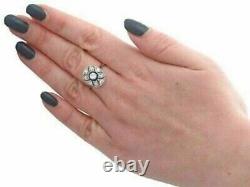 Art Deco Style Magnificent & Lab Created Diamond Engagement 925 Silver Gift Ring