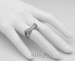 Art Deco Style Natural Diamond Ring Band 1.60 CTW in 18K White Gold