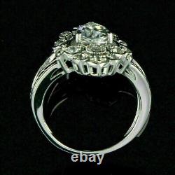 Art Deco Style Pear Cut Lab Created Diamond Wedding Engagement 925 Silver Ring