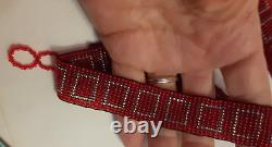 Art Deco Style Red Glass Microbeaded Choker Necklace & Bracelet Set