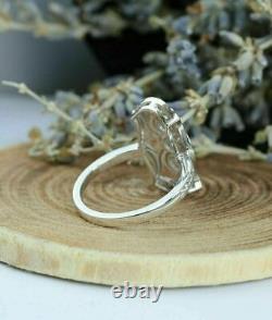 Art Deco Style Round Cut Lab Created Diamond Edwardian 14K WhiteGold Filled Ring