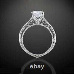 Art Deco Style Round Cut Lab Created Diamond Wedding 14Ct White Gold Filled Ring