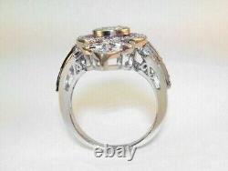 Art Deco Style Round Cut Lab Created Diamond Wedding 14Ct White Gold Filled Ring