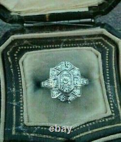 Art Deco Style Round Cut Lab Created Diamond Wedding &Engagement 925 Silver Ring
