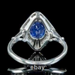 Art Deco Style Sapphire Diamond Cluster Ring 1ct Sapphire