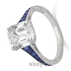 Art Deco Style Simulated Diamond Engraved Women's Engagement Ring In 925 Silver