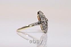 Art Deco Style Simulated Diamond Filigree Cocktail Engagement Ring In 925 Silver