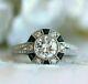 Art Deco Style Simulated Diamond Split Shank Halo Engagement Ring In 925 Silver
