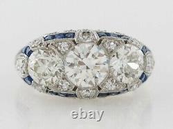 Art Deco Style Simulated Diamond Three Stone Engagement Gift Ring In 925 Silver