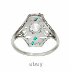 Art Deco Style Simulated Diamond Vintage Filigree Engagement Ring In 925 Silver