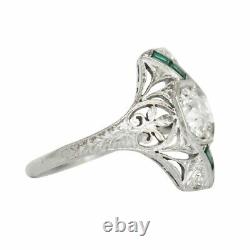 Art Deco Style Simulated Diamond Vintage Filigree Engagement Ring In 925 Silver