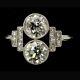 Art Deco Style Toi Et Moi Simulated Diamond Filigree Women's Ring In 925 Silver