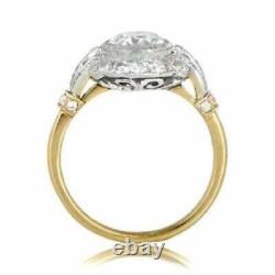 Art Deco Style White Lab Created Diamond Edwardian Circa Engagement Silver Ring