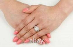 Art Deco Style White Lab Created Diamond Edwardian Circa Engagement Silver Ring