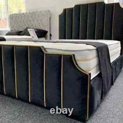 Art Deco Upholstered Bed Frame with Headboard UK Hand made-5 star
