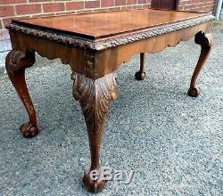 Art Deco antique Georgian type carved burr walnut oblong coffee occasional table