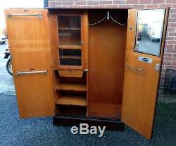 Art Deco antique fully fitted Compactum oak wardrobe armoire gentlemans cupbaord