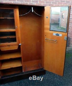 Art Deco antique fully fitted Compactum oak wardrobe armoire gentlemans cupbaord
