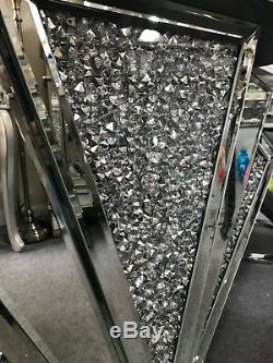 Art Deco mirrored silver crushed crystal mirror glass console table DEFECT