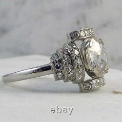 Art Deco style 3.00 CT Round cut lab created Diamond Engagement 925 Silver Ring