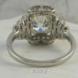 Art Deco style 3.00 CT Round cut lab created Diamond Engagement 925 Silver Ring