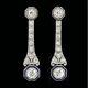 Art Deco Style Baguette Sapphire & Lab Created Diamond Women 925 Silver Earring