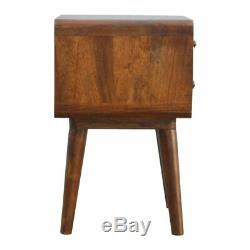 Artisan RangeArt Deco Style Dark Wood Bedside Cabinet Table 2 Drawer Chestnut