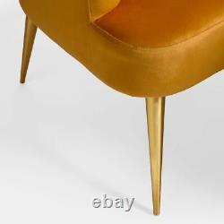 Asymmetrical Accent Chair Soft Velvet Art Deco Ochre Cocktail Yellow Chair ED