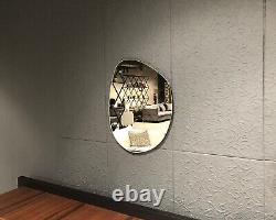 Asymmetrical Mirror with Led Lights Irregular Bathroom Mirror 24 x 28 inch