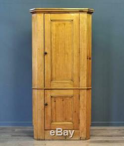 Attractive Large Tall Antique Victorian Rustic Pine Corner Cabinet Cupboard