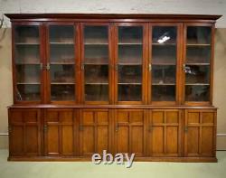 Attractive Very Large Antique Mahogany Six Door Bookcase Cabinet