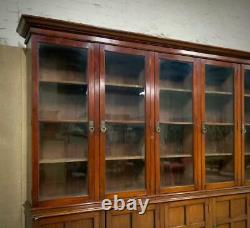 Attractive Very Large Antique Mahogany Six Door Bookcase Cabinet