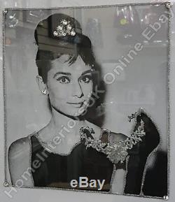 Audrey Hepburn 3 poses picture crystals, liquid art & bevelled mirror frame