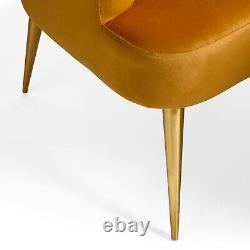 BTFY Asymmetrical Accent Chair Soft Velvet Art Deco Ochre Cocktail Chair