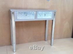 Barcelona Large two drawer Mirrored console dressing table furniture 90cm wide