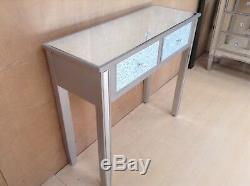Barcelona Large two drawer Mirrored console dressing table furniture 90cm wide