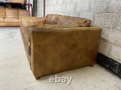 Barker & Stonehouse Art Deco Groucho Style Tan Leather Chesterfield Large Sofa