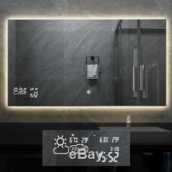 Bathroom Vanity Mirror for Wall Antifog Mirror with LED Light Weather Calendar
