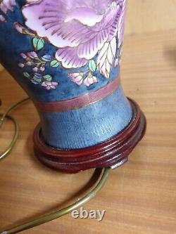 Beautiful Tall Chinese hand painted Art deco style lamp with Vogue lampshade