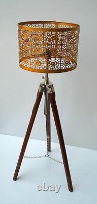 Beautiful floor shade lamp Brown Wooden Tripod Stand Home Decor without shade