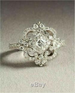 Beautiful vintage art deco style 3.8ct white asscher cut diamond engagement ring