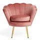 Beautify Pink Velvet Petal Chair Art Deco Chair, Lotus Shape Blush And Gold