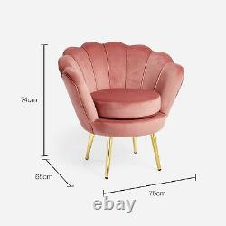 Beautify Pink Velvet Petal Chair Art Deco Chair, Lotus Shape Blush and Gold