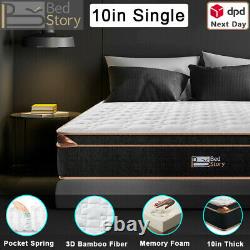 BedStory 10in Memory Foam Single Mattress Pocket Sprung Hybrid Mattresses Firm