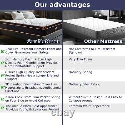 BedStory 10in Memory Foam Single Mattress Pocket Sprung Hybrid Mattresses Firm