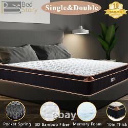 Bedstory 25CM Single 11in Double Pocket Sprung Mattress Memory Foam Pillow Top