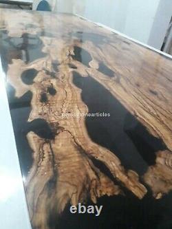 Black Acacia Wooden Epoxy Resin Center Console Table Top Living Furniture Decors