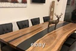 Black Epoxy Center Table Top with Elegant Look Handmade Rectangle Patio Table