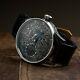 Black Rolex Damascus Watch Silver Dial Hand Engraving, Engraving Case, Vintage